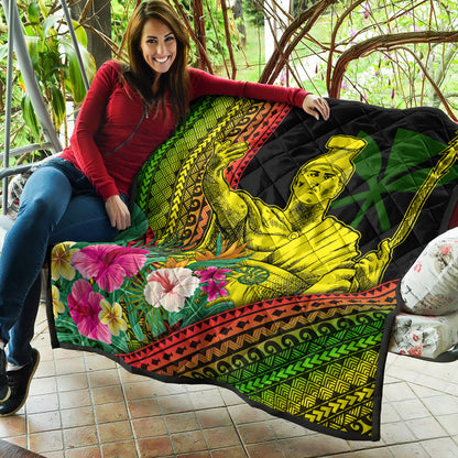 Hawaii Premium Quilt King Kamekameha Kanaka Maoli Polynesian Pattern