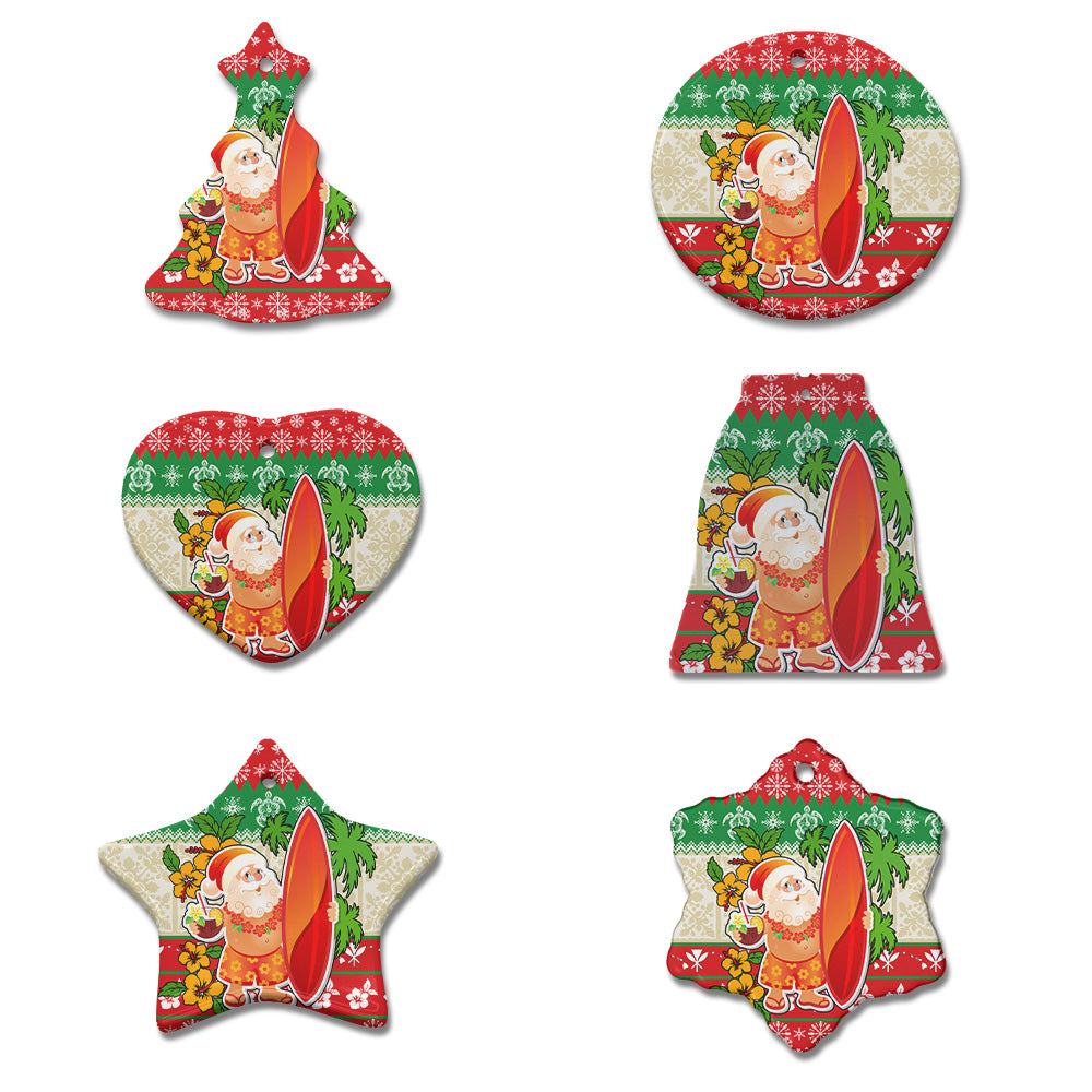 Hawaii Ceramic Ornament Christmas Santa Surfing