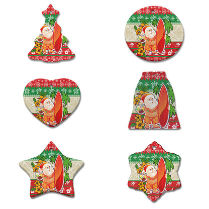 Hawaii Ceramic Ornament Christmas Santa Surfing