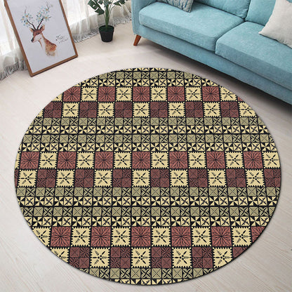 Tonga Round Rug Ngatu Style