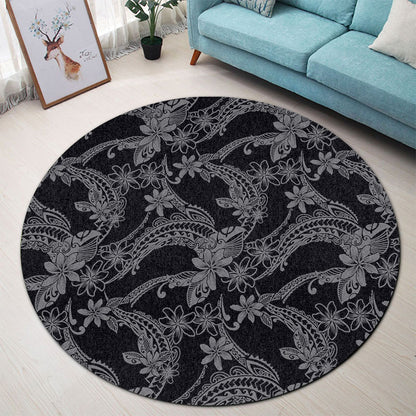 Hawaii Round Rug Polynesian Print Fabric And Flower