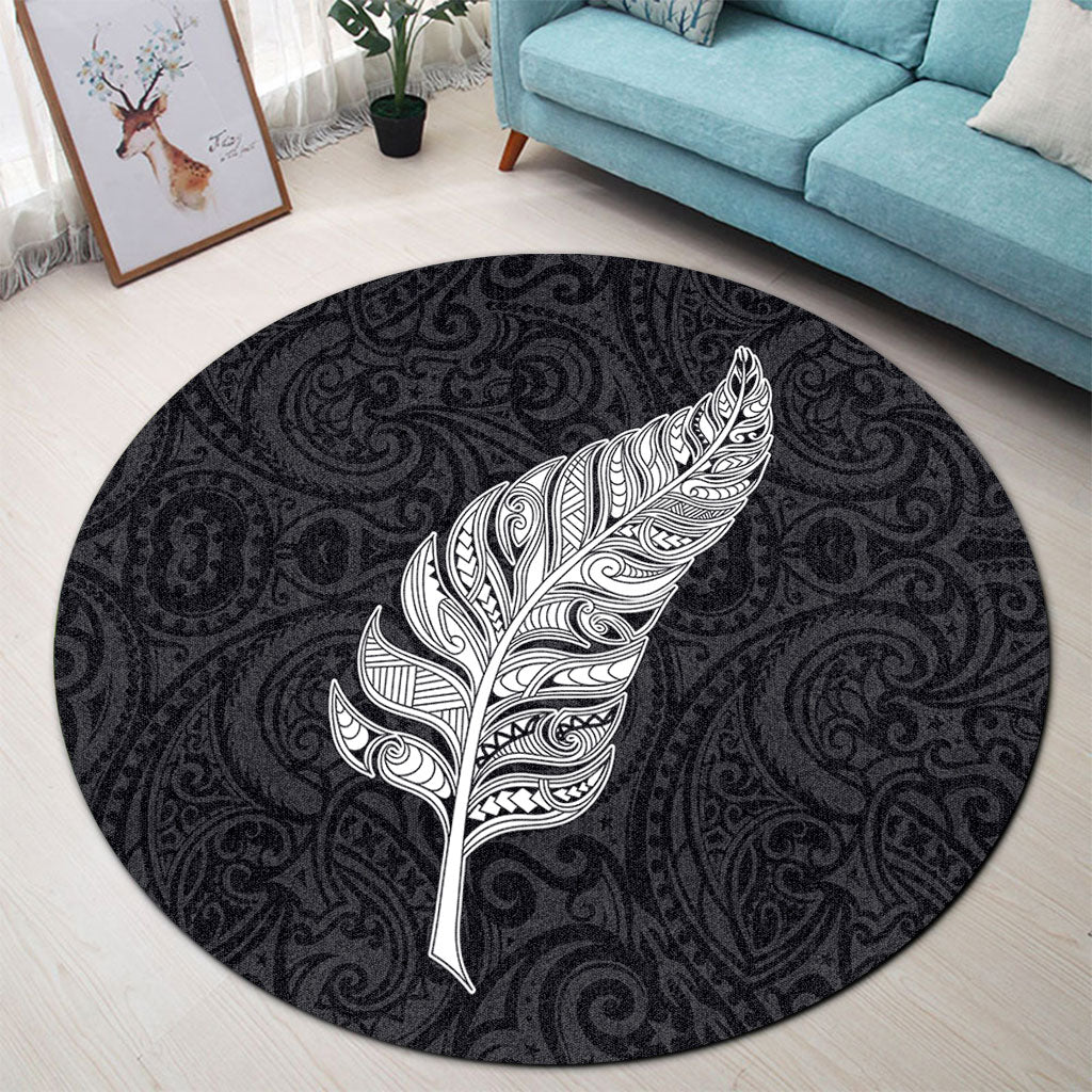 New Zealand Round Rug Maori Silver Fern Simple Style