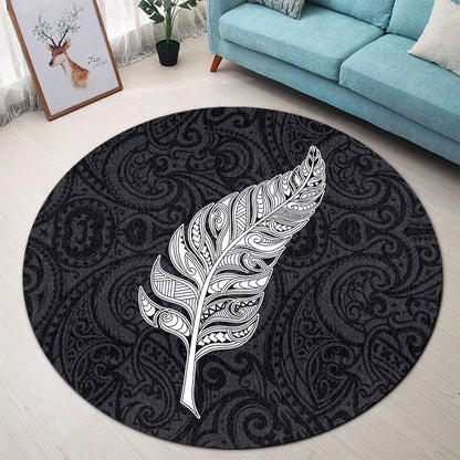 New Zealand Round Rug Maori Silver Fern Simple Style