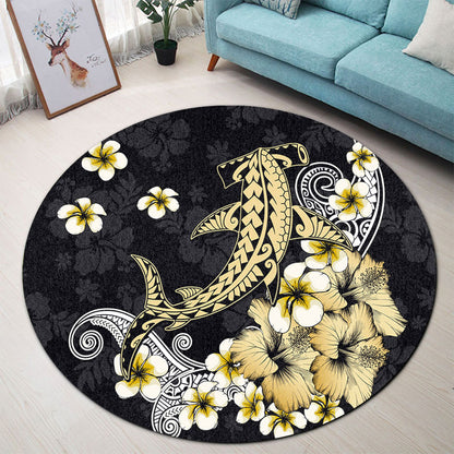 Hawaii Round Rug Hammerhead Shark Gold Tropical