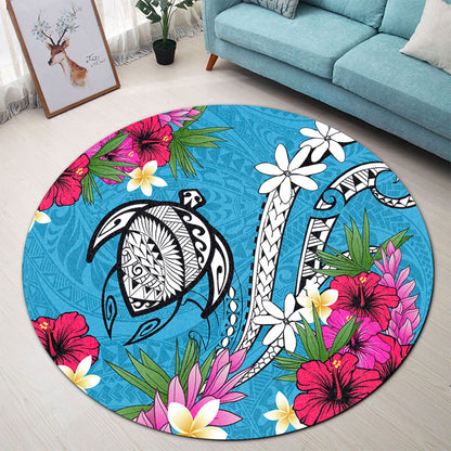 Hawaii Round Rug Tribal Polynesia Tropical Summer