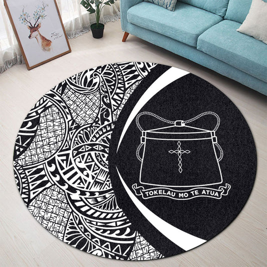 Tokelau Round Rug Lauhala White Circle Style