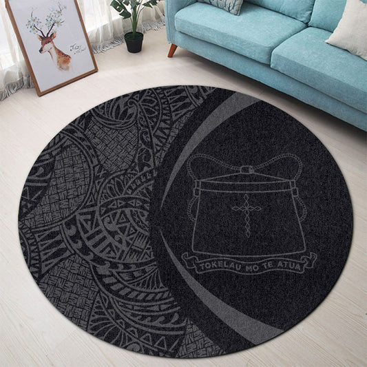 Tokelau Round Rug Lauhala Gray Circle Style