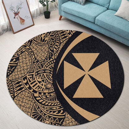 Wallis And Futuna Round Rug Lauhala Gold Circle Style