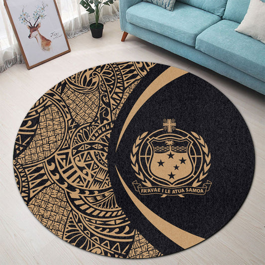 Samoa Round Rug Lauhala Gold Circle Style