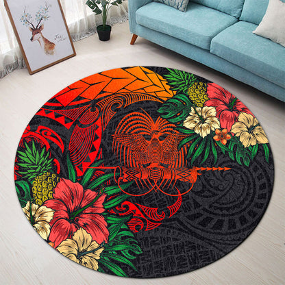Papua New Guinea Round Rug Polynesian Coat Of Arms Tropical