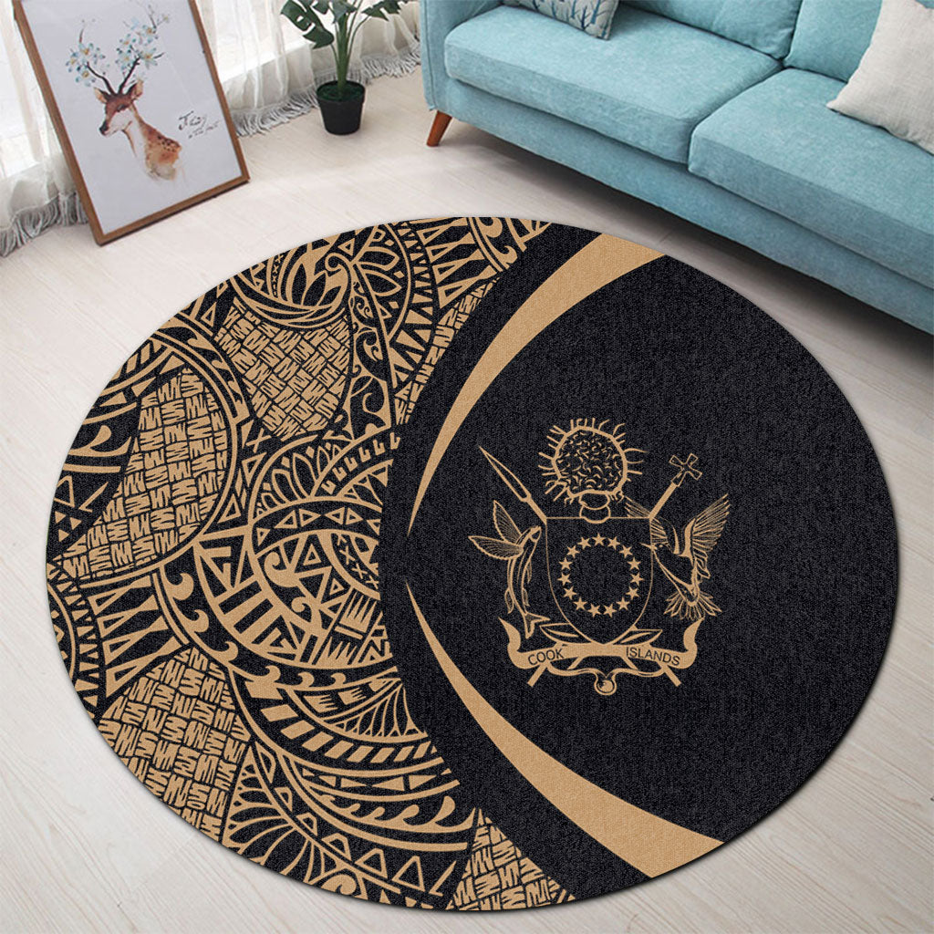 Cook Islands Round Rug Lauhala Gold Circle Style