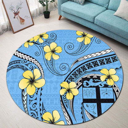 Fiji Round Rug Bula Style Plumeria Flower