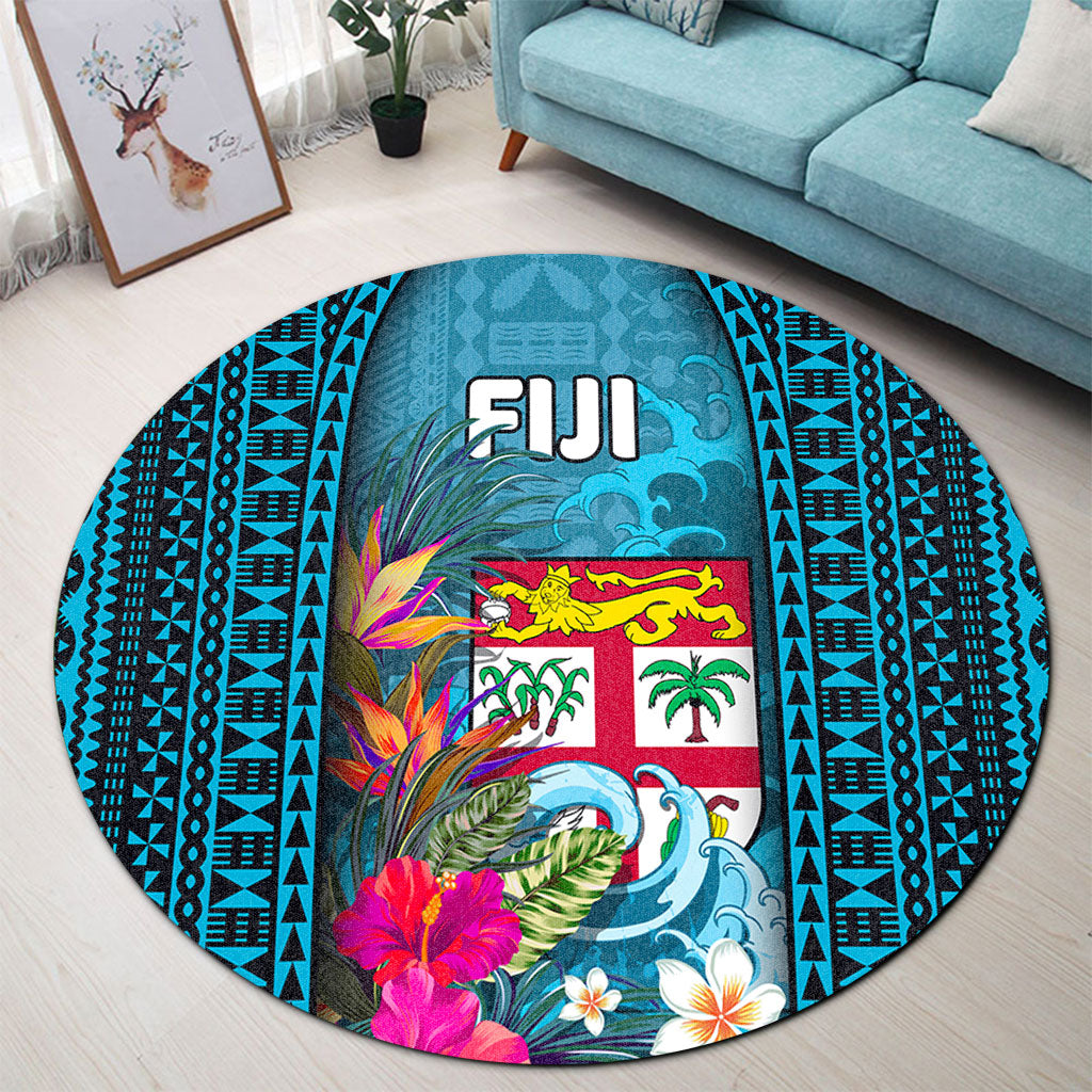 Fiji Round Rug Bula Islands Wave Tropical