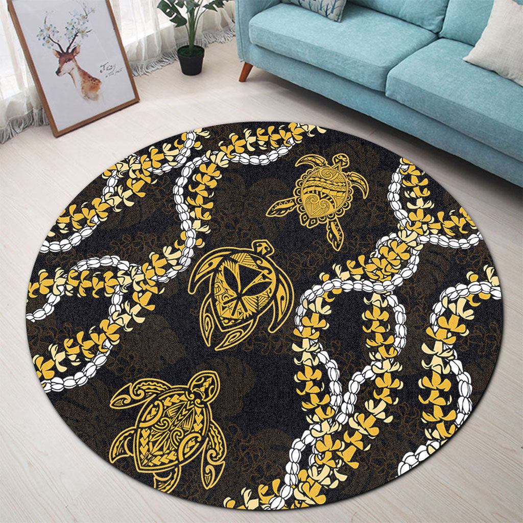 Hawaii Round Rug Kanaka Maoli Floral Puakenikeni Lei