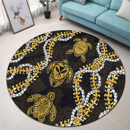 Hawaii Round Rug Kanaka Maoli Floral Puakenikeni Lei