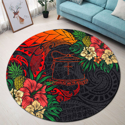 Tokelau Round Rug Polynesian Coat Of Arms Tropical