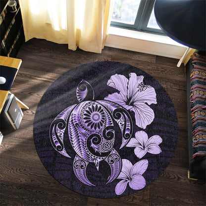 Hawaii Round Rug Hibiscus Plumeria Mix Polynesian Turtle