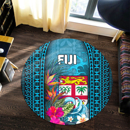 Fiji Round Rug Bula Islands Wave Tropical