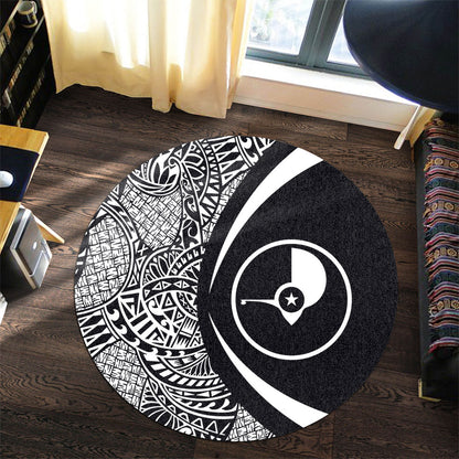 Yap State Round Rug Lauhala White Circle Style