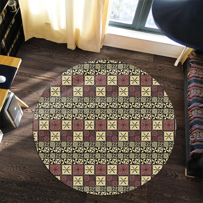 Tonga Round Rug Ngatu Style