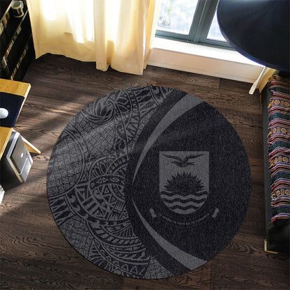 Kiribati Round Rug Lauhala Gray Circle Style