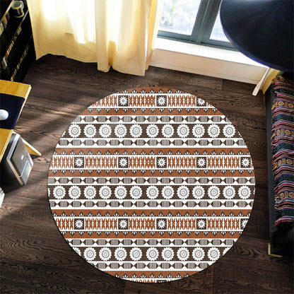 Fiji Round Rug Tapa Masi Pattern