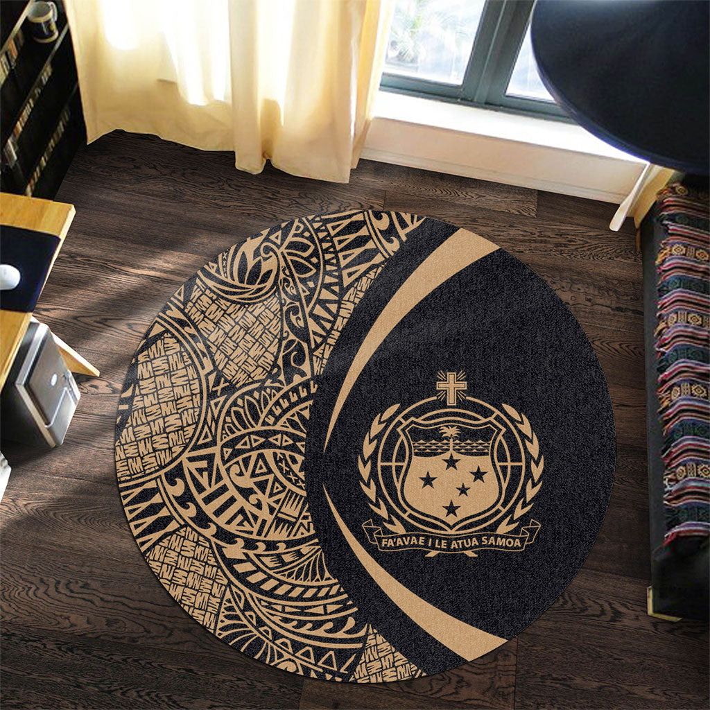Samoa Round Rug Lauhala Gold Circle Style