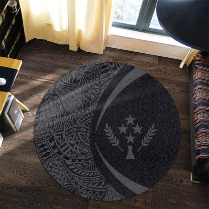 Kosrae Round Rug Lauhala Gray Circle Style