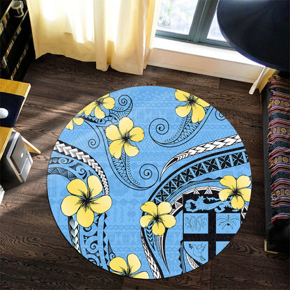Fiji Round Rug Bula Style Plumeria Flower