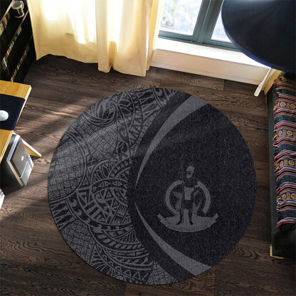 Vanuatu Round Rug Lauhala Gray Circle Style