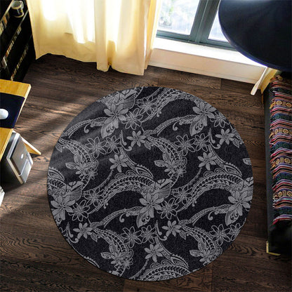 Hawaii Round Rug Polynesian Print Fabric And Flower