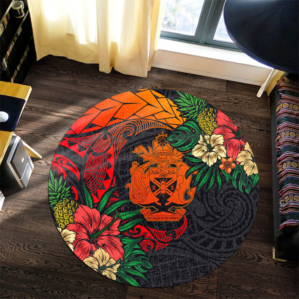 Solomon Islands Round Rug Polynesian Coat Of Arms Tropical