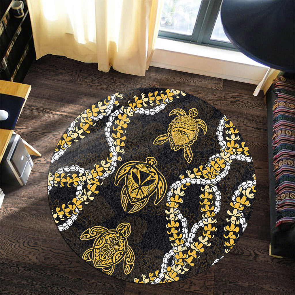 Hawaii Round Rug Kanaka Maoli Floral Puakenikeni Lei