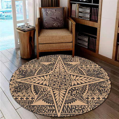 Tonga Round Rug Tonga Polynesian Tapa