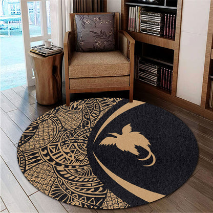 Papua New Guinea Round Rug Lauhala Gold Circle Style