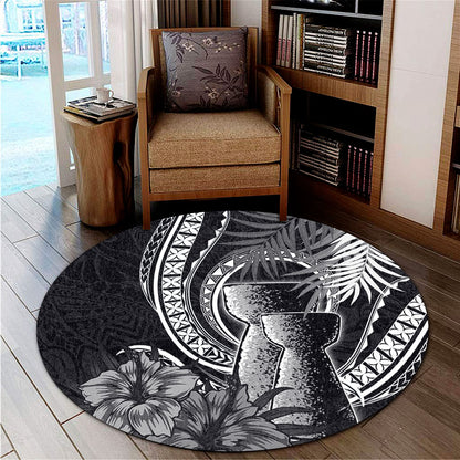Guam Round Rug Tribal Latte Stone Tropical Style