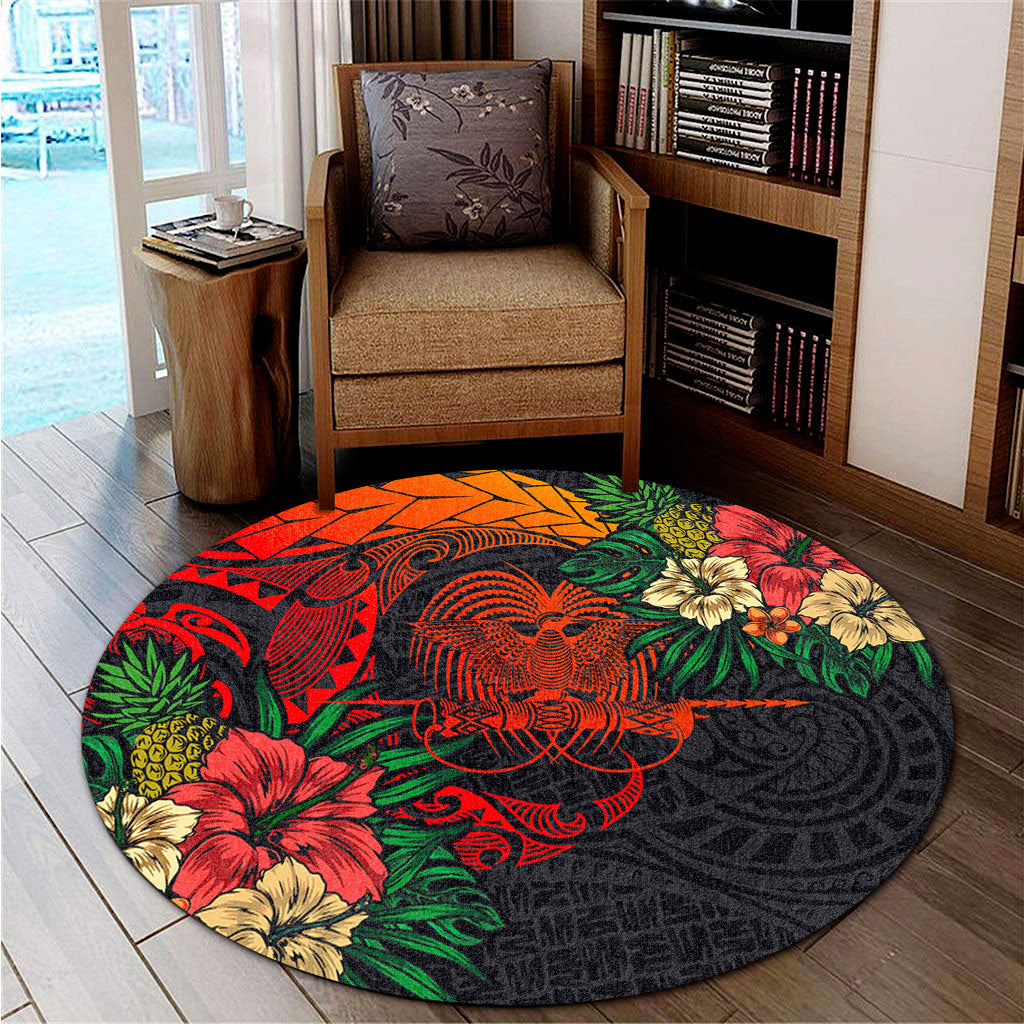 Papua New Guinea Round Rug Polynesian Coat Of Arms Tropical
