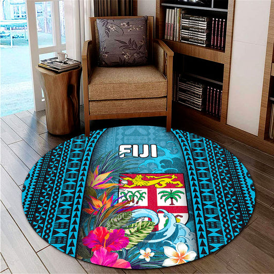 Fiji Round Rug Bula Islands Wave Tropical
