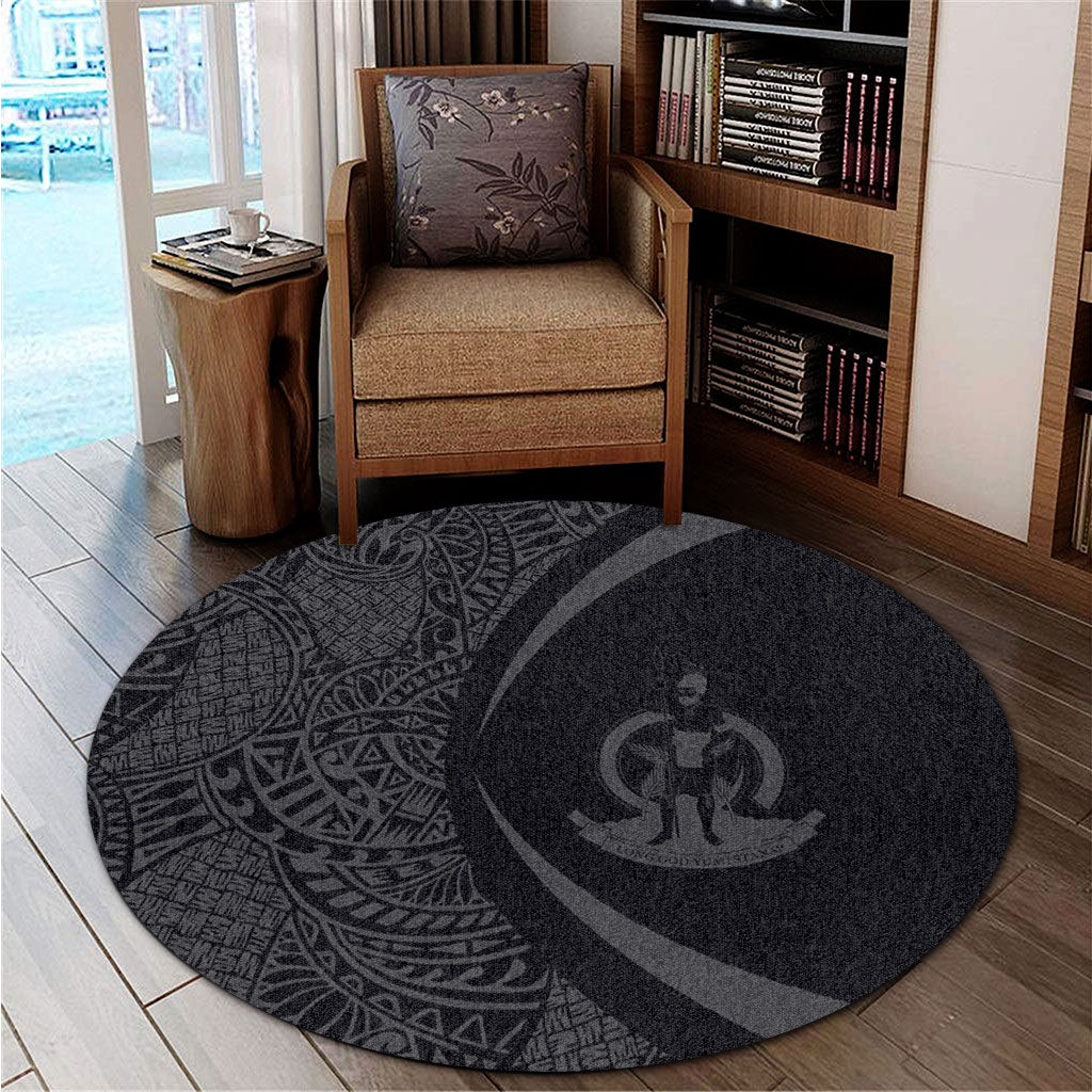 Vanuatu Round Rug Lauhala Gray Circle Style