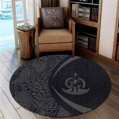 Vanuatu Round Rug Lauhala Gray Circle Style