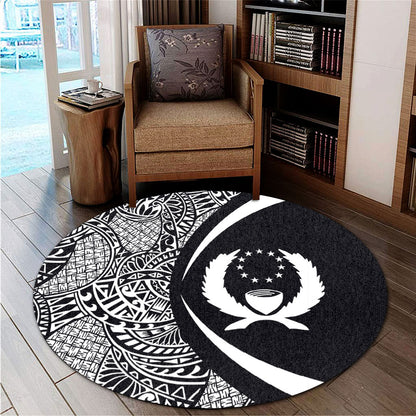 Pohnpei State Round Rug Lauhala White Circle Style