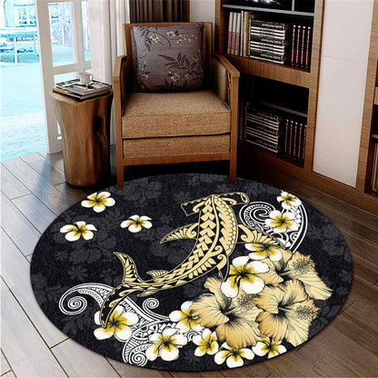 Hawaii Round Rug Hammerhead Shark Gold Tropical