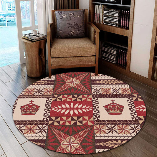 Tonga Round Rug Ngatu Pattern
