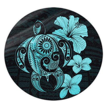 Hawaii Round Rug Hibiscus Plumeria Mix Polynesian Turtle