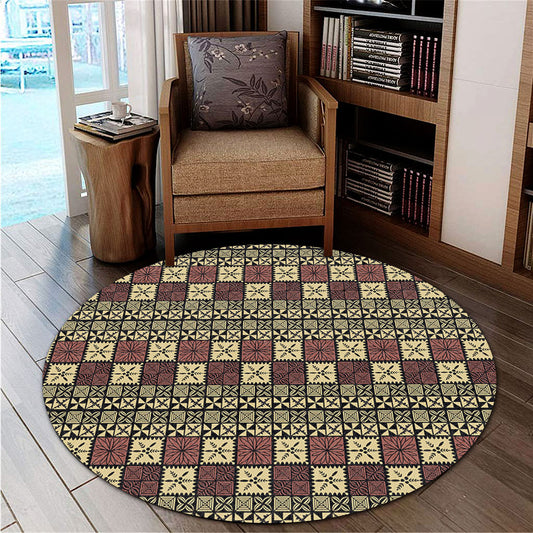 Tonga Round Rug Ngatu Style