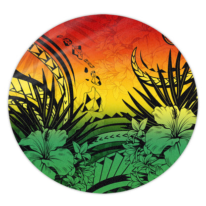 Hawaii Round Rug Map Polynesian Tattoo Tropical Summer