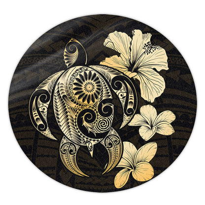 Hawaii Round Rug Hibiscus Plumeria Mix Polynesian Turtle