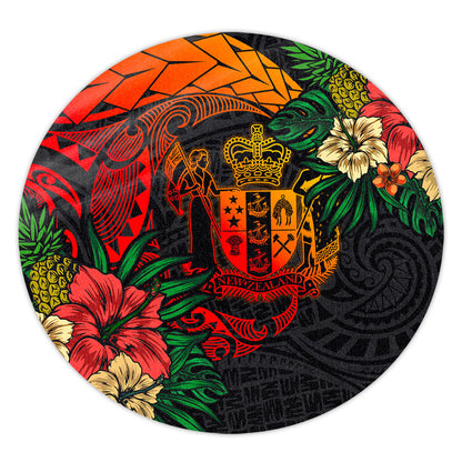 New Zealand Round Rug Polynesian Coat Of Arms Tropical