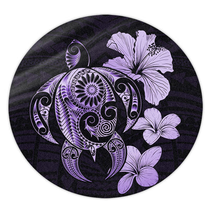 Hawaii Round Rug Hibiscus Plumeria Mix Polynesian Turtle