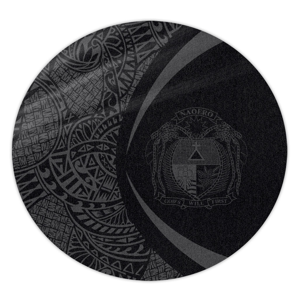 Nauru Round Rug Lauhala Gray Circle Style